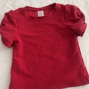 Red Sparkle Blouse with Decorative Sleeves – Dressy & Fun – 4/5 XS